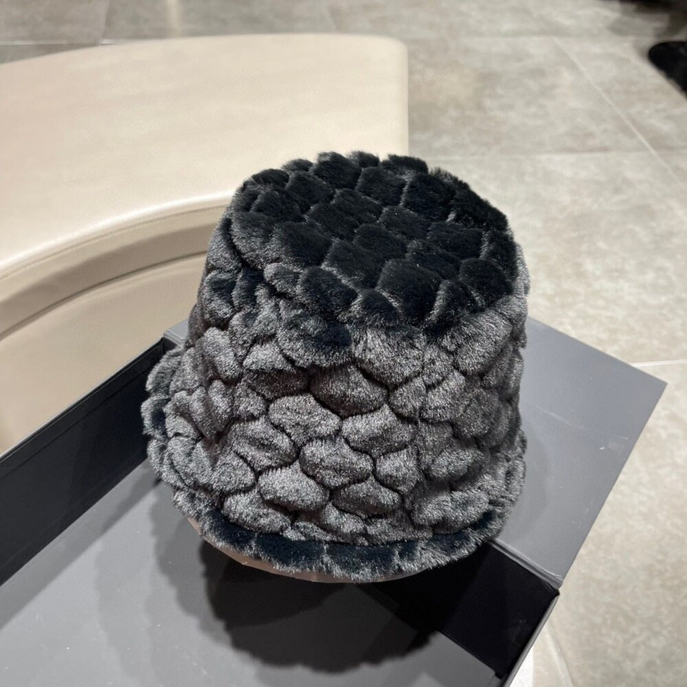 Dior Teddy Bear Embroidered Black Faux Fur Bucket Hat - Picture 6 of 7